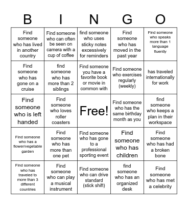Research BINGO NORTH AMERICA Bingo Card