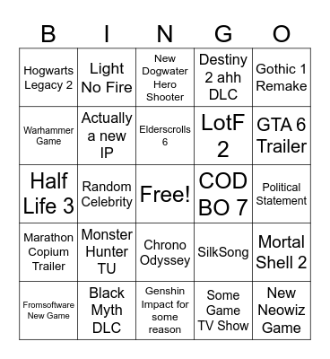 Gamescom 2025 Bingo Card