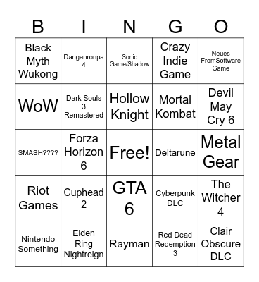 GamesCom Opening Night Live Bingo Card