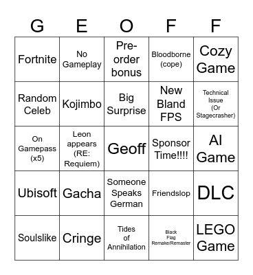 Gamescom 2025 Bingo Card