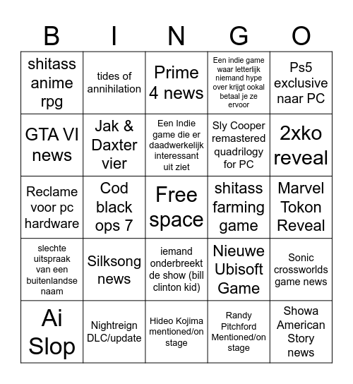 Geoff keighleys fuckass video game adventure Bingo Card