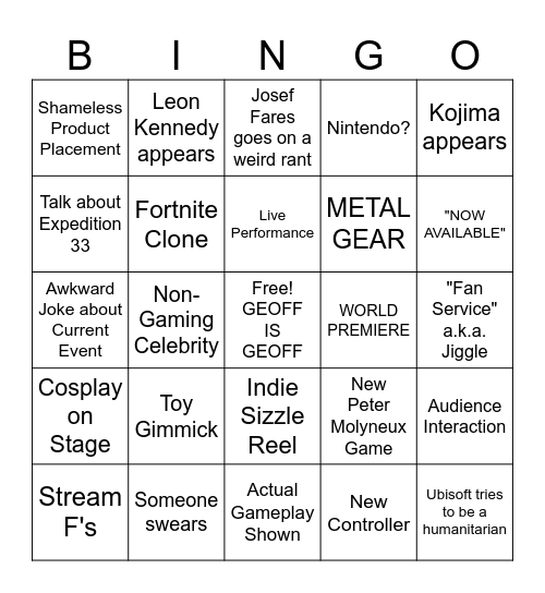GAMESCOM BINGO 2025 Bingo Card