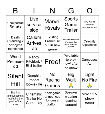 Gamescom 2025 Bingo Card