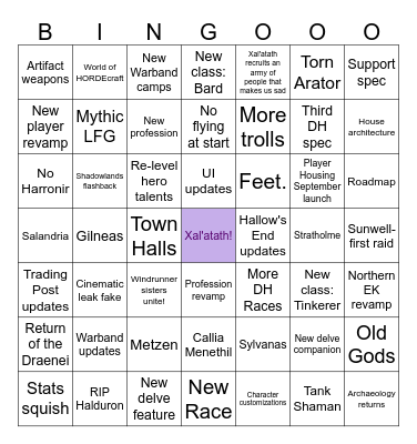 Midnight Reveal Predictions Bingo Card