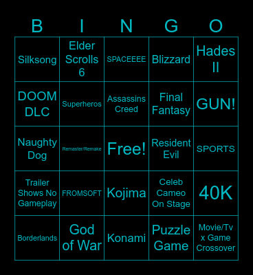 Gamescom 2025 Bingo Card