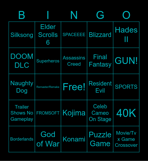 Gamescom 2025 Bingo Card