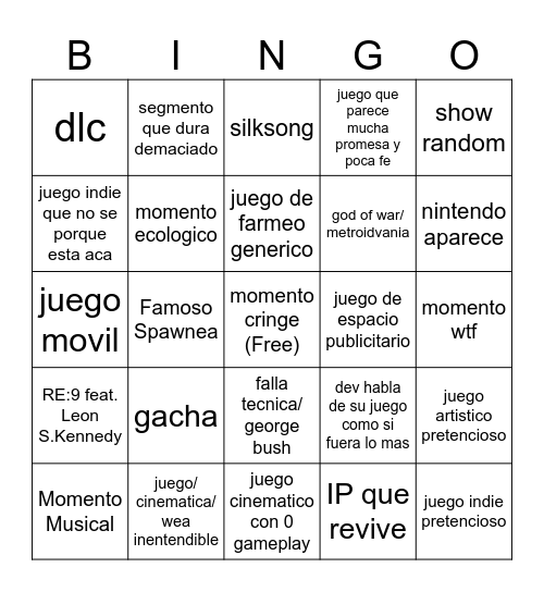 Gamescom Bingo Card