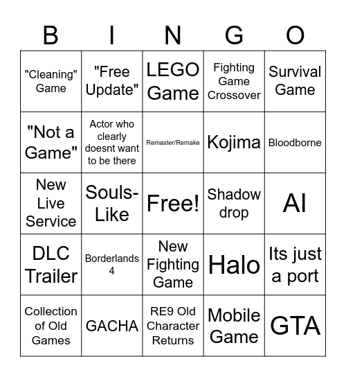 Gamescom Bingo Card