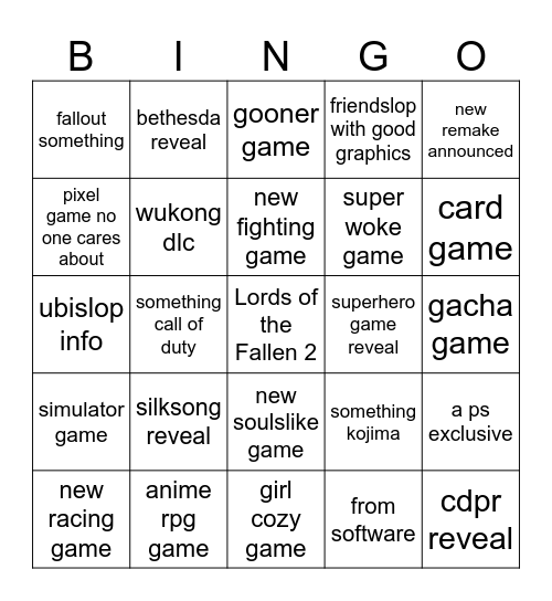 Gamescom ONL 2025 Bingo Card