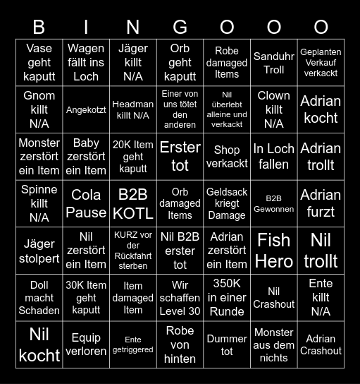 R.E.P.O Bingo Card