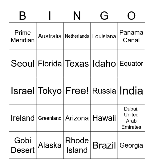Random Bingo Game Bingo Card