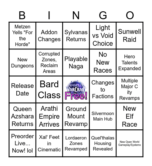 Midnight Reveal: Bingo Card