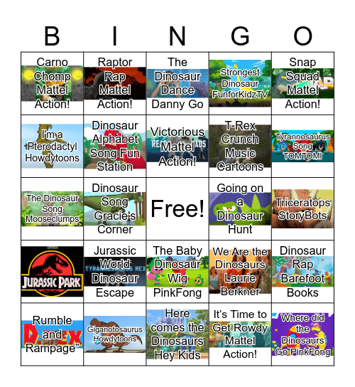 Dinosaur Bingo Card