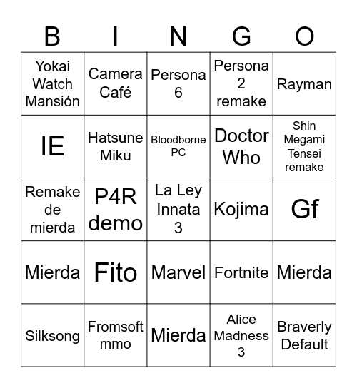 Gamescom Bingo Card