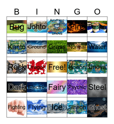 Pokemon Catching Bingo Card