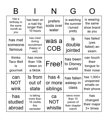 Untitled Bingo Card