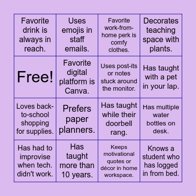 Back to School Bingo! Bingo Card