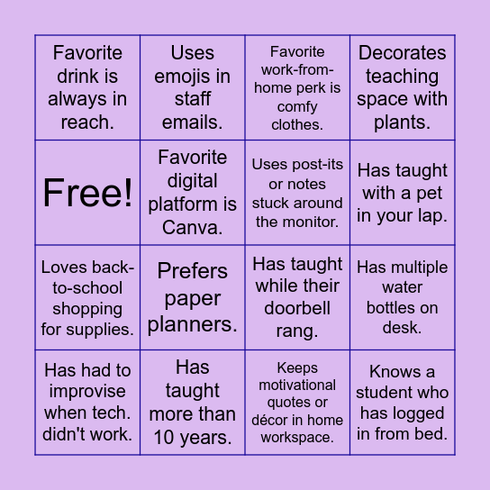 Back to School Bingo! Bingo Card