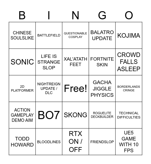 gamescom Bingo Card