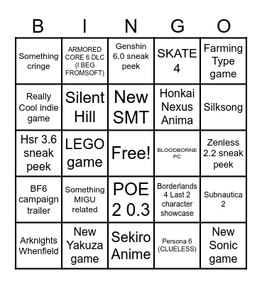 GAMESCOM BINGO Card
