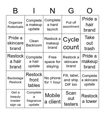 Ops Bingo Card