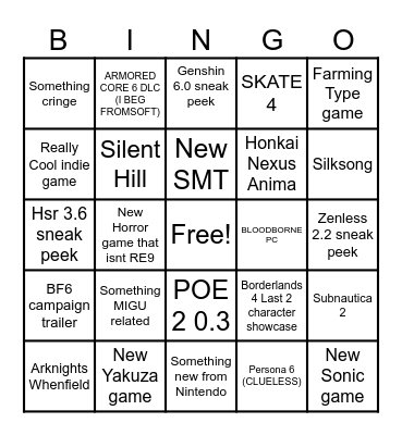 GAMESCOM BINGO Card