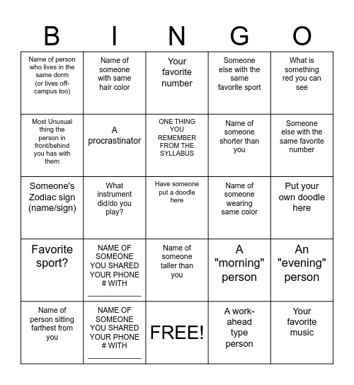 Break the Ice BLACKOUT BINGO Card