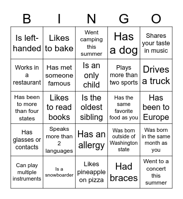 Icebreaker Bingo: Find Someone Who Bingo Card