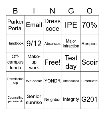 Senior Town Hall Bing Bingo Card