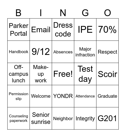 Senior Town Hall Bing Bingo Card