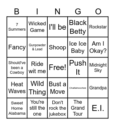Jarret F Music Bingo Card