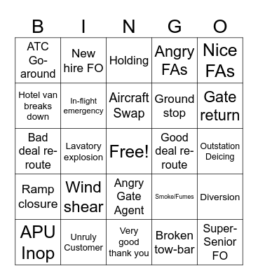 Post-Captain’s OE Bingo Card