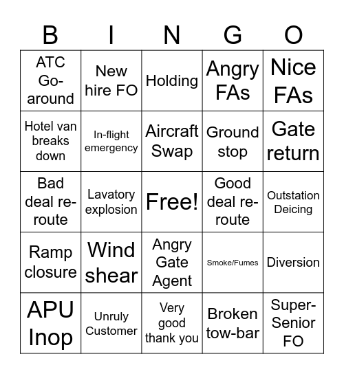 Post-Captain’s OE Bingo Card