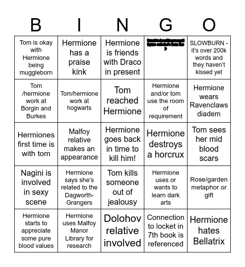 Tomione Bingo Card