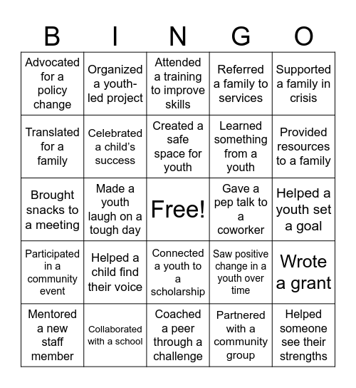 Ripple Effect Bingo Card