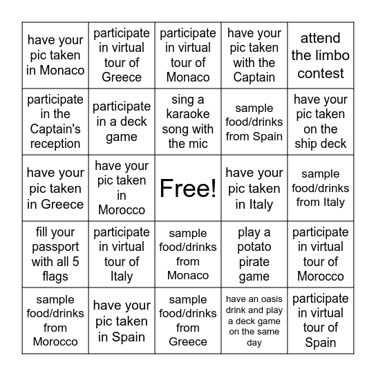 Cruise Week Bingo! Bingo Card