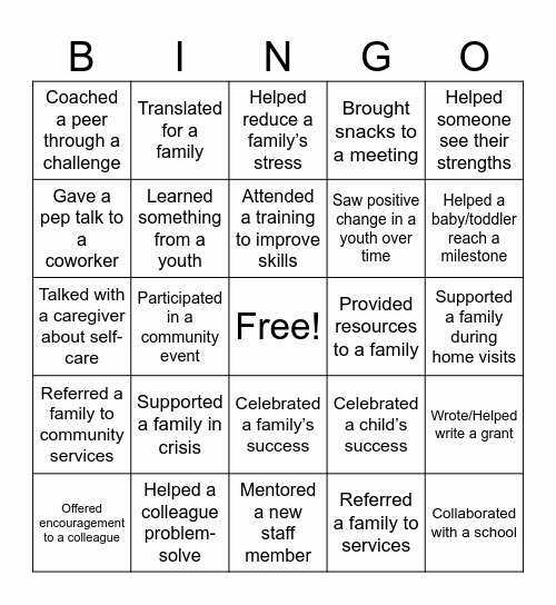 Ripple Effect Bingo Card