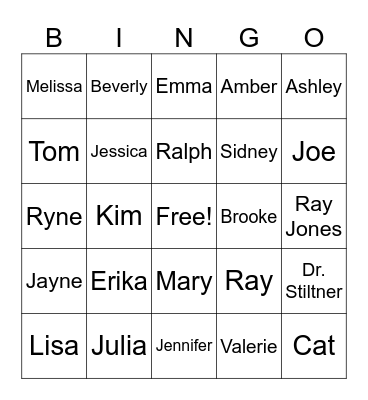 Riverview Bingo Card