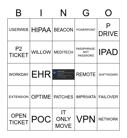 PHELPS IT BINGO! Bingo Card