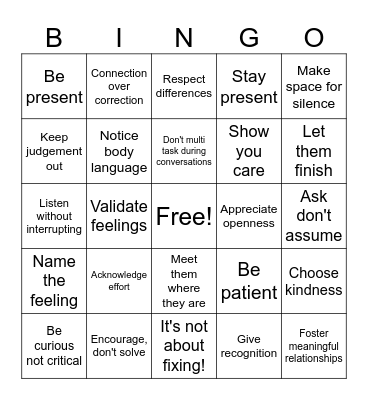 EMPATHY BINGO Card