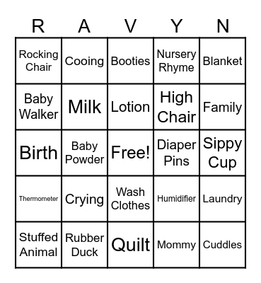 Baby Ravyn is on her way! Bingo Card