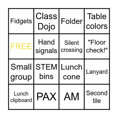 PROCEDURE BINGO Card
