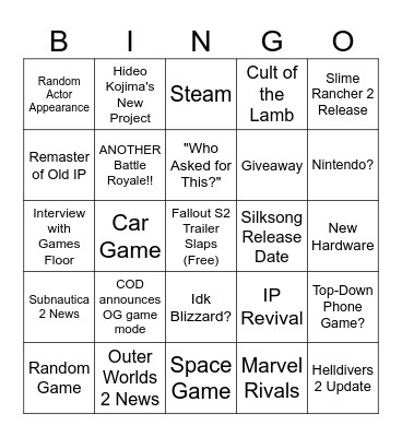 Gamescom 2025 Bingo Card