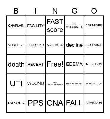HOSPICE BINGO Card