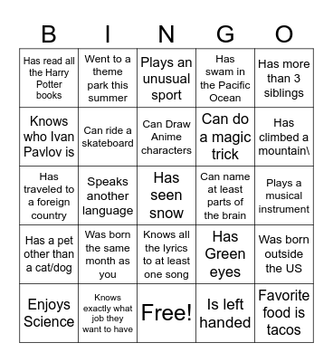Untitled Bingo Card