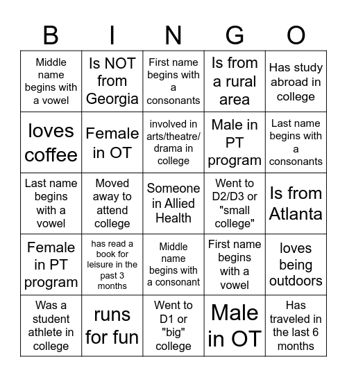 MCO Allied Health Bingo Card