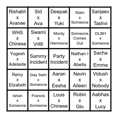 Y13 Predictions xoxo Bingo Card