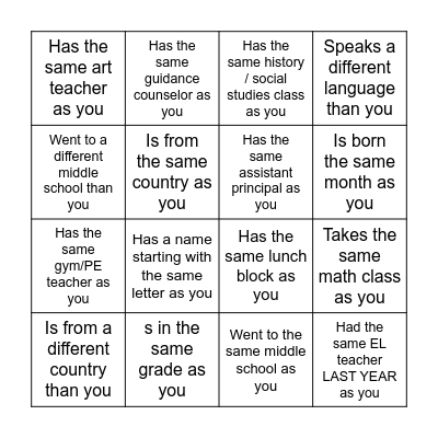 Find Someone Who... Bingo Card
