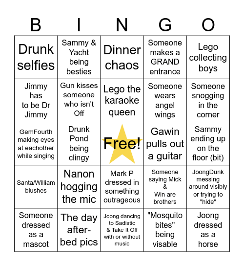 GMMTV Outing 2025 Bingo Card
