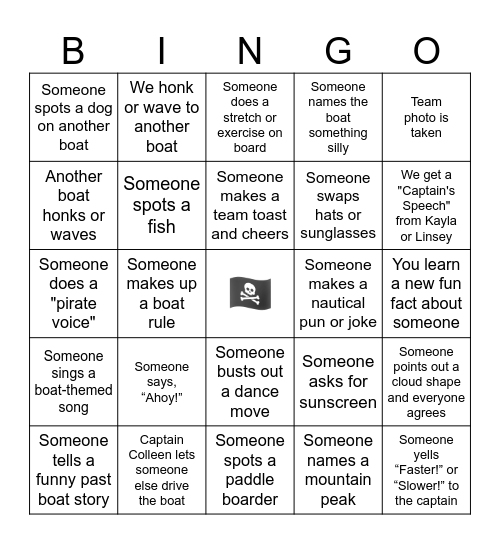 BOAT BINGO Card